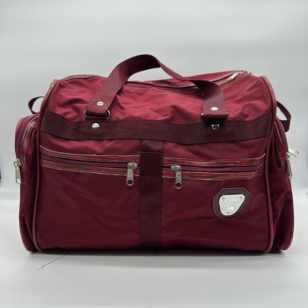 Camel Bag‎ Red Large Duffel Voyager Maroon Multiple Zippered Pockets Polyester